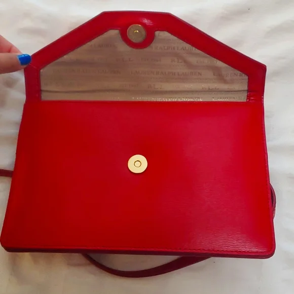 Red Ralph Lauren envelope crossbody purse - Picture 2 of 4